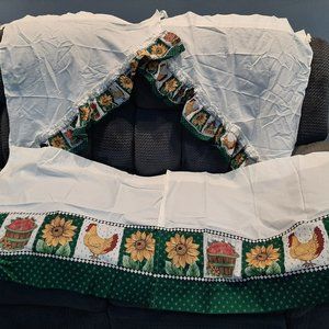 Fall Sunflower Kitchen Curtain SET Swag & 25"Tiers